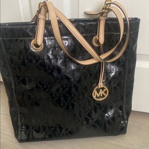 Michael Kors Black and Tan Signature Tote